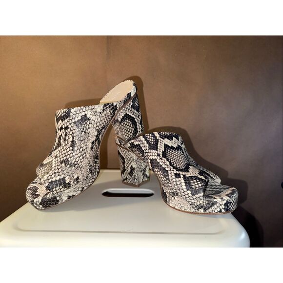 Vince Platform Mule Sandal in Snake Skin Embossed Leather - Picture 3 of 8